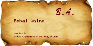 Babai Anina névjegykártya